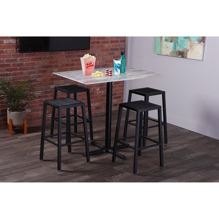 Holland Bar Stool Co 30 Tall OD214 Black Table Base w22 Dia Foot and 36x36 Square Black Marble Top, IndoorOutdoor OD214-2230BWODS36SQBM